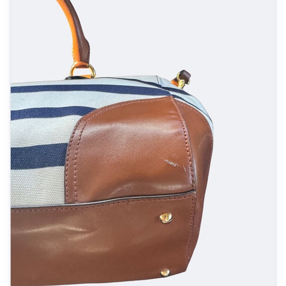 Lauren Ralph Lauren Navy and Brown Striped Shoulder Bag - Picture 4 of 11